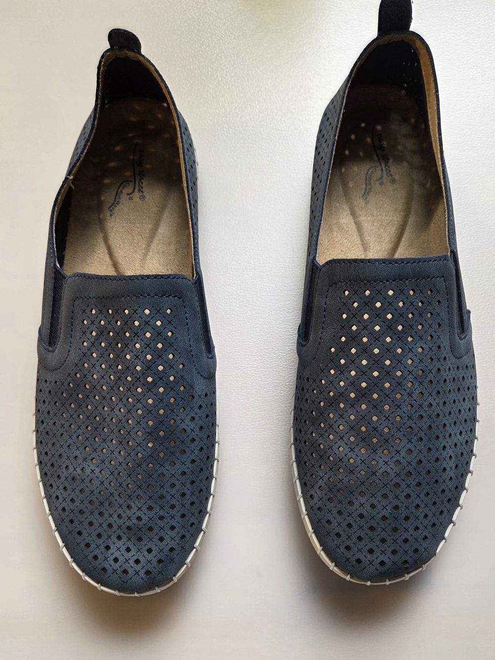 Easy Street Women's Slip-On Perforated Casual Shoes - Navy